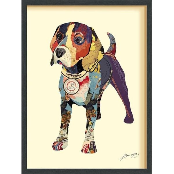 Solid Storage Supplies Beagle - Dimensional Art Collage Hand Signed by Alex Zeng Framed Graphic Wall Art SO996044